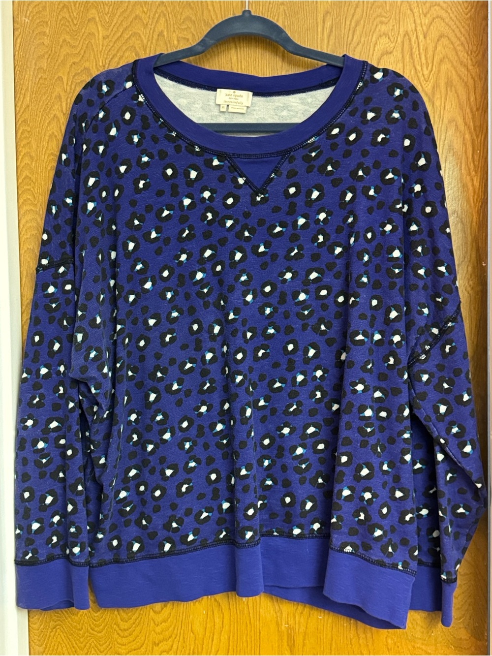 kate spade Blue Leopard Print Pullover Sweatshirt
